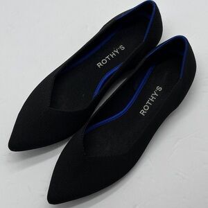Rothy's Flat Shoes The Point Women's 9.5  Black Blue Comfort Ballet Easy On Off